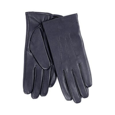 Three point detail leather glove in navy